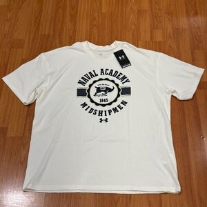 Under Armour Naval Academy Midshipmen Get’Em Goat White T-Shirt Sz L 600678